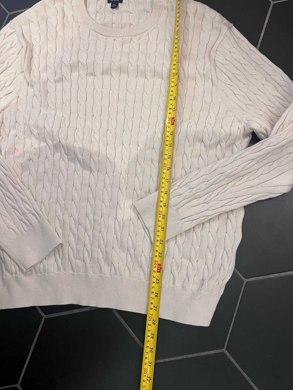 J. Crew Men's Cable Knit Crewneck Sweater - Cream Equestrian Collegiate Vibes